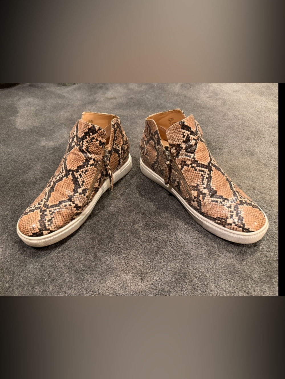 Steve Madden Tan Snake-Print Slip-On Ankle Booties